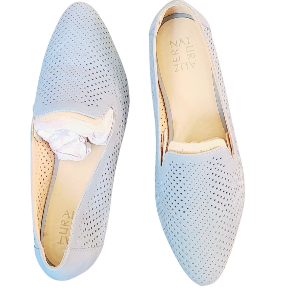 NWT Naturalizer Women's Perforated Blue Loafers Flat 10 Wide Business Casual